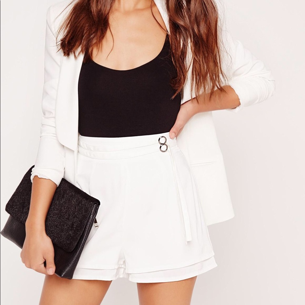 NWT MISSGUIDED DBL Belt Tie High Waist Shorts